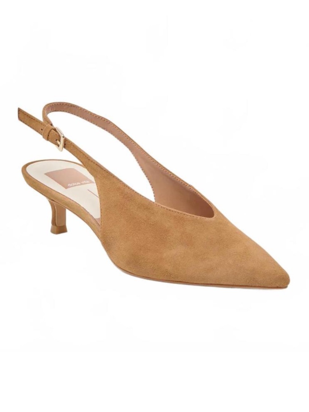DOLCE VITA women's alenna minimalist sling-back Heel in light brown suede Size 8